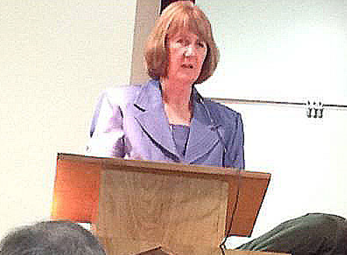 Leslie Gertsch ucb member speaking at a UCB conference