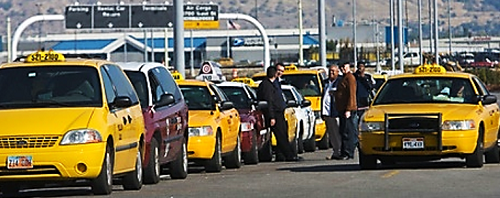 Yellow cabs from Salt Lake City waiting for riders