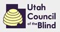Utah council of the blind logo of a beehive on top of an outline of the Utah state border